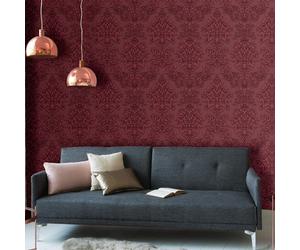 Papel Tapiz Lizzy London Barroco Damasco Rojo 36898-3 Brillo Hojas