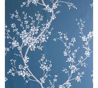 Arthouse Oriental Delicado Botánica Senda Purpurina Azul Blanco 692805 Pintado