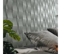 Erismann Papel Pintado Geométrico Efecto 3D Texturizado Metálico Azul Gris