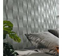 Papel Tapiz Metálico Geométrico Erismann Efecto 3D - Gris Y Plata 10046-10