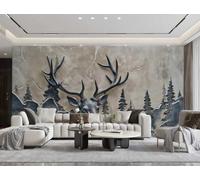 Papel Tapiz Moderno, Arte De Ciervos, Árboles, Tallas De Piedra, Pinturas Rupestres, TV, Sofá, Fondo, Pared, Dormitorio, Sala De Estar, Mural De Estudio,3D,150x105cm