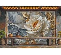 Papel Tapiz Moderno Arte De Rosa Blanca Textura De Roca Pintura De Paisaje TV Sofá Fondo Pared Dormitorio Sala De Estar Estudio Mural,3D,150x105cm