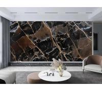 Papel Tapiz Moderno, Arte Dorado Negro, Patrón De Mármol Marrón Oscuro, TV, Sofá, Fondo, Pared, Dormitorio, Sala De Estar, Mural De Estudio,3D,400x280cm
