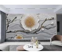 Papel Tapiz Moderno Arte Floral Platino Gris Plateado Patrón De Mármol TV Sofá Fondo Pared Dormitorio Sala De Estar Estudio Mural,3D,350x245cm