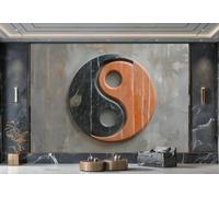 Papel Tapiz Moderno Cemento Gris Naranja Negro Tai Chi Pintura De Mármol TV Sofá Fondo Pared Dormitorio Sala De Estar Estudio Mural,3D,300x210cm