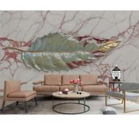 Papel Tapiz Moderno Con Hojas Verdes Claras, Patrón De Mármol Marrón Y Gris, TV, Sofá, Fondo, Pared, Dormitorio, Sala De Estar, Mural De Estudio,3D,350x245cm