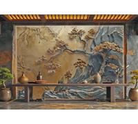 Papel Tapiz Moderno Dorado Con Pico De Lámina, Arte De Pino Acogedor, Pintura Rupestre, TV, Sofá, Fondo, Pared, Dormitorio, Sala De Estar, Sala De Estudio, Mural,3D,350x245cm