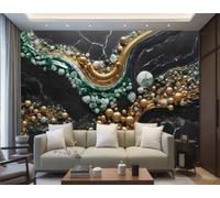 Papel Tapiz Moderno Dorado Y Plateado, Arte De Jade, Patrón De Mármol, TV, Sofá, Fondo, Pared, Dormitorio, Sala De Estar, Sala De Estudio, Mural,3D,400x280cm