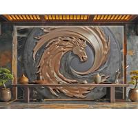 Papel Tapiz Moderno En Relieve, Caballo Dorado, Arte, Textura De Roca, Pintura De Paisaje, TV, Sofá, Fondo, Pared, Dormitorio, Sala De Estar, Mural De Estudio,3D,350x245cm