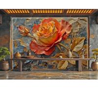 Papel Tapiz Moderno En Relieve, Rosa Roja, Arte, Textura De Roca, Pintura De Paisaje, TV, Sofá, Fondo, Pared, Dormitorio, Sala De Estar, Mural De Estudio,3D,400x280cm