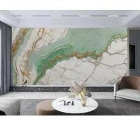 Papel Tapiz Moderno En Relieve, Verde Menta, Onda Dorada, Patrón De Mármol white, TV, Sofá, Fondo, Pared, Dormitorio, Sala De Estar, Mural De Estudio,3D,400x280cm