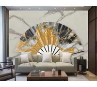 Papel Tapiz Moderno En white Y Negro, Diseño De Mármol Dorado, Ventilador, TV, Sofá, Fondo, Pared, Dormitorio, Sala De Estar, Sala De Estudio, Mural,3D,430x300cm