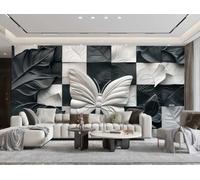 Papel Tapiz Moderno En white Y Negro, Tablero De Ajedrez, Mariposa, Arte, Pintura Rupestre, TV, Sofá, Fondo, Pared, Dormitorio, Sala De Estar, Mural De Estudio,3D,430x300cm