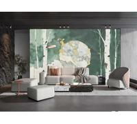 Papel Tapiz Moderno Minimalista Acuarela Verde Oscuro Abedul Arte Pintura Al Óleo TV Sofá Fondo Pared Papel Tapiz Sala De Estar Restaurante Cafetería Mural,3D,350x245cm