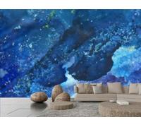 Papel Tapiz Moderno Minimalista Azul Oscuro Cielo Estrellado Pintura Al Óleo Arte Paisaje TV Sofá Fondo Pared Papel Tapiz Sala De Estar Restaurante Cafetería Mural,3D,400x280cm