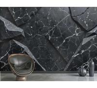 Papel Tapiz Moderno Minimalista, Bloque De Roca Negra, Empalme De Mármol, Pizarra, TV, Sofá, Fondo, Pared, Dormitorio, Sala De Estar, Sala De Estudio, Mural,3D,350x245cm