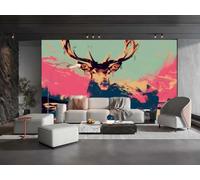 Papel Tapiz Moderno Minimalista Puesta De Sol Puesta De Sol Alce Paisaje Pintura TV Sofá Fondo Pared Dormitorio Sala De Estar Estudio Mural,3D,430x300cm