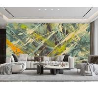 Papel Tapiz Moderno Minimalista Verde Oliva Arte Abstracto Línea Naranja Collage Graffiti Pintura Al Óleo TV Sofá Fondo Pared Papel Tapiz Sala De Estar Restaurante Cafetería Mural,3D,350x245cm