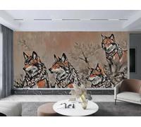 Papel Tapiz Moderno Pintado A Mano, Pintura Artística De Lobo Rojo, TV, Sofá, Sala De Estar, Pared De Fondo, Comedor, Dormitorio, Sala De Estudio, Mural,3D,430x300cm