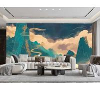 Papel Tapiz Moderno, Simple, Verde Oscuro, Montaña Sagrada, Tinta Alpina, Arte Rupestre, Relieve, TV, Sofá, Fondo, Papel Tapiz De Pared, Sala De Estar, Restaurante, Cafetería, Mural,3D,350x245cm
