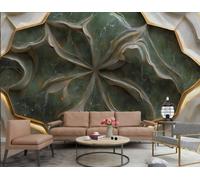 Papel Tapiz Moderno Tridimensional Con Relieve De Pétalos De Oro, Patrón Abstracto De Mármol Verde Esmeralda, TV, Sofá, Fondo, Papel Tapiz De Pared, Sala De Estar, Restaurante, Cafetería, Mural,3D,25