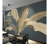 Papel tapiz mural 3D autoadhesivo de PVC con fondo de hoja de plátano dorada en relieve decoración de pared pegatina de arte de pared