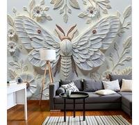 Papel Tapiz Mural Alivio La Polilla Blanca Papier Peint Arte En Relieve 3D Mural Estéreo Fondo De Tv Papeles De Pared Decoración Del Hogar Papel Tapiz 3D 250X175 Cm