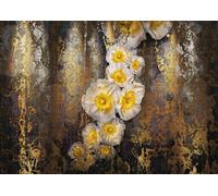 Papel Tapiz Mural Dormitorio 368x254 cm Floral Dorado Amarillo Blanco Foto