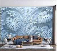 Papel Tapiz Mural Patrones Flores Y Hojas Tropicales Papier Peint Plantas En Relieve 3D Mural Estéreo Fondo De Tv Papeles De Pared Decoración Del Hogar Papel Tapiz 3D 450×315 Cm