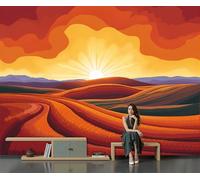Papel Tapiz Mural Vastos Campos Papier Peint Horizonte Del Amanecer Abstracto Mural Estéreo Fondo De Tv Papeles De Pared Decoración Del Hogar Papel Tapiz 3D 150×105 Cm