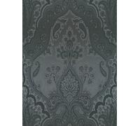 Papel Tapiz Negro Con Patrón De Ornamento Y Efecto Plateado - Metálico, Negro