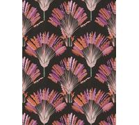 Papel Tapiz Negro Con Patrón De Palmeras Violeta