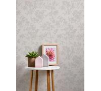 Papel Tapiz No Tejido Con Patrón Floral - Blanco, Gris
