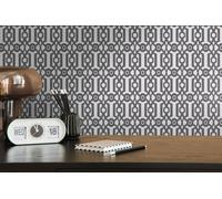 Papel Tapiz No Tejido Con Patrón Gráfico Moderno - Negro, Blanco
