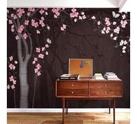 Papel tapiz oscuro de estilo chino con patrón de árbol de flores 3D, mural para decoración del hogar, sala de estar y dormitorio