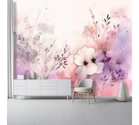 Papel Tapiz Panorámico Rosa - Tapiz Decorativo De Pared Floral Ensueño Con Flores Silvestres Acuarela Papel Tapiz No Tejido Para Dormitorio Y Sala De Estar - Póster Fotográfico, 250 X 175 Cm
