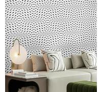 Papel tapiz Papel pintado 3D texturizado en blanco y negro con estampado geométrico de tinta de estilo chino para la renovación de muebles de cocina dormitorio y sala de estar Patrón de ondas en bla