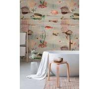 Papel Tapiz Para Acuario Con Plantas, Peces Y Un Patrón De Gran Superficie
