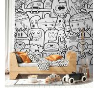 Papel Tapiz Para Niños Con Divertidos Motivos De Monstruos Y Una Gr