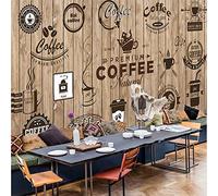 Papel tapiz para paredes 3D retro estilo europeo madera grano de café etiqueta café restaurante Decoración de no tejido Pared Pintado Papel tapiz 3D Decoración dormitorio sala sofá mural-200cm×140cm