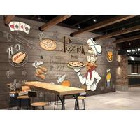 Papel Tapiz Personalizado De Grano De Madera Pintado A Mano, Pizza, Hamburguesa, Snack Bar, Té De La Tarde, Cafetería, Mural De Fondo, Papel Tapiz De Restaurante Occidental,3D,150x105cm
