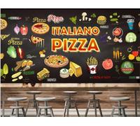 Papel Tapiz Personalizado Pizarra Pintada A Mano Pizza Hamburguesa Snack Bar Té De La Tarde Cafetería Fondo Mural Restaurante Occidental Papel Tapiz,3D,150x105cm