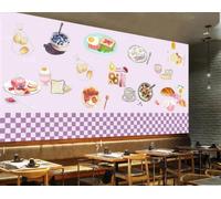 Papel Tapiz Pintado A Mano A Cuadros Rosa, Pequeña Tienda De Desayuno Fresco, Pan, Bebidas Gourmet, Cafetería, Mural De Fondo, Papel Tapiz De Restaurante Occidental,3D,200x140cm