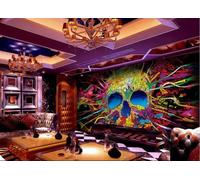 Papel Tapiz Pintado A Mano, Colorido, Colorido, Graffiti, Música, Tema, Bar, Restaurante Occidental, Fondo, Mural De Pared, Té De La Tarde, Cafetería, Papel Tapiz,3D,300x210cm