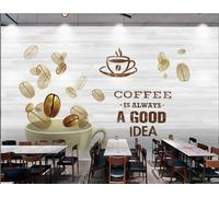 Papel Tapiz Pintado A Mano Con Patrón De Letras De Granos De Café, Pastel De Té De La Tarde, Tienda De Bebidas, Bar, Pared De Fondo, Papel Tapiz De Restaurante Occidental, Mural De Cafetería,3D,250x1