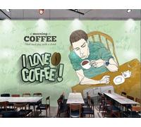 Papel Tapiz Pintado A Mano, Serie De Café De Dibujos Animados, Tema, Té De La Tarde, Tienda De Bebidas, Bar, Fondo De Pared, Papel Tapiz De Restaurante Occidental, Mural De Cafetería,3D,150x105cm