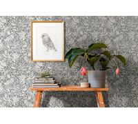 Papel Tapiz Plateado Con Diseño De Hojas Y Efecto Estructural