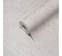 Papel Tapiz Plateado Con Gráfica De Líneas Metálicas - Gris