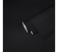 Papel Tapiz Rayado Con Efecto Metálico - Negro, Bronce
