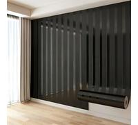Papel tapiz Rejilla autoadhesiva 3D con efecto madera de 40*300cm de PVC fácil de limpiar ideal para la decoración de la sala de estar y la cocina resistente al agua y al aceite Negro satinado 2 rol